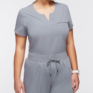 Jaanuu Women's 2X Gray 1 pocket Scrub Top